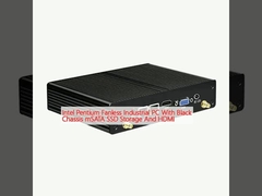 Intel Pentium Fanless Industrial PC With Black Chassis mSATA SSD Storage And HDMI