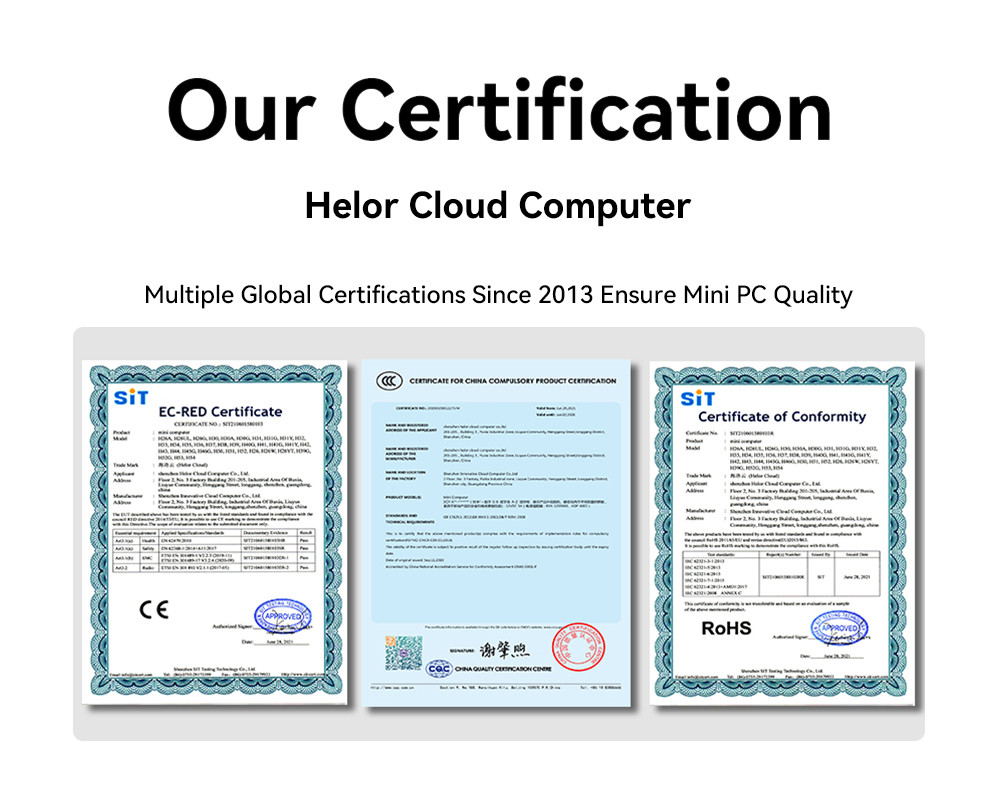 Latest company blogs about Helor Cloud Computer: Multiple Global Certifications Since 2013 Ensure Mini PC Quality