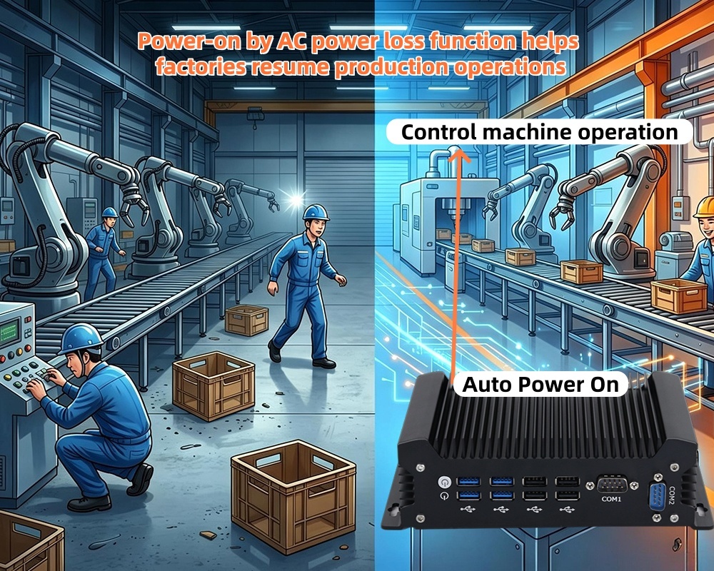 Latest company blogs about Unexpected Power Outage Halts Production Lines Mini PC Auto Power On Function Helps Factories Resume Production Operatio