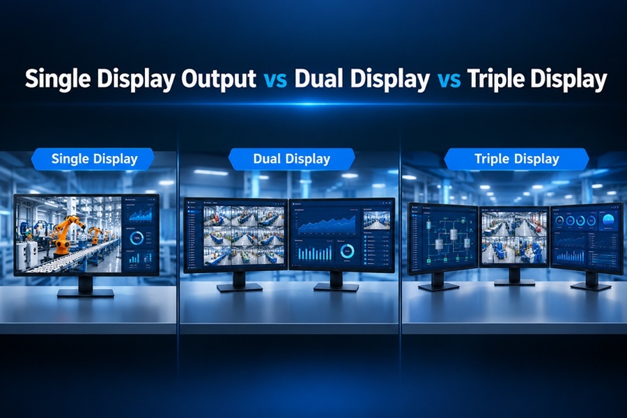 Latest company blogs about Single Display Output vs Dual Display vs Triple Display: Comparison of Multi screen Output Capability of Industrial PCs