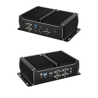 Black Fanless Industrial PC Mini Computer Intel Core Dual LAN Dual Display Asynchronous Output 1135G7U