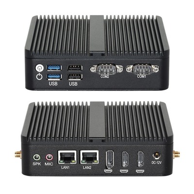 Buy J6412 Processor Mini Fanless PC DDR4 Dual LAN Dual COM RS232 Triple Display online manufacture