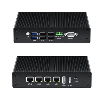 Buy Industrial Fanless Mini Computer Linux Intel N100 DDR4 16G RAM 4LAN Dual COM online manufacture