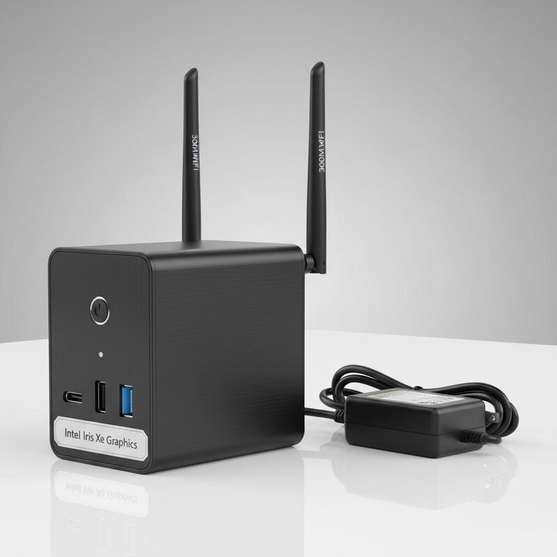 300M Wifi Dual Antennas Mini PC Featuring Integrated Intel Iris Xe ...