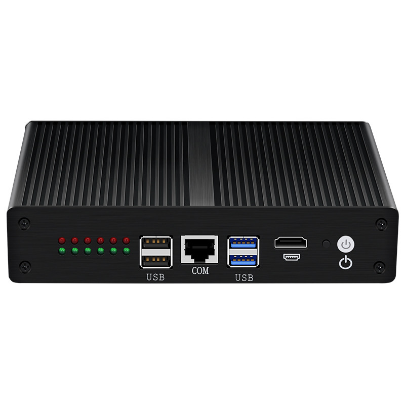 Mini Pc Router Intel Pentium 4405U Mini PC Router With 6 Ethernet Black Aluminum Chassis