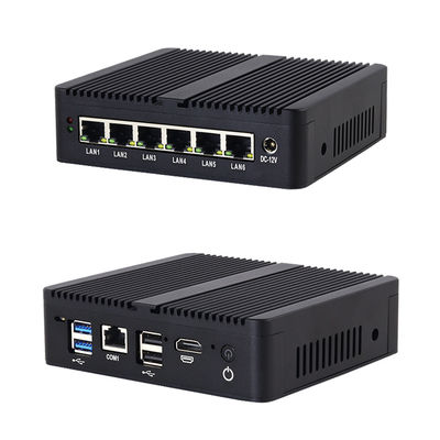 Celeron J6412 6GbE LAN Firewall Mini PC With MSATA SSD 32GB RAM Black Firewall Router