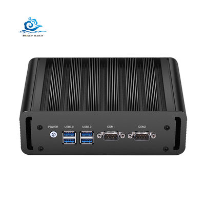 Black Color Fanless Industrial Mini PC with 12V Power DDR3 RAM and 1-Year Warranty